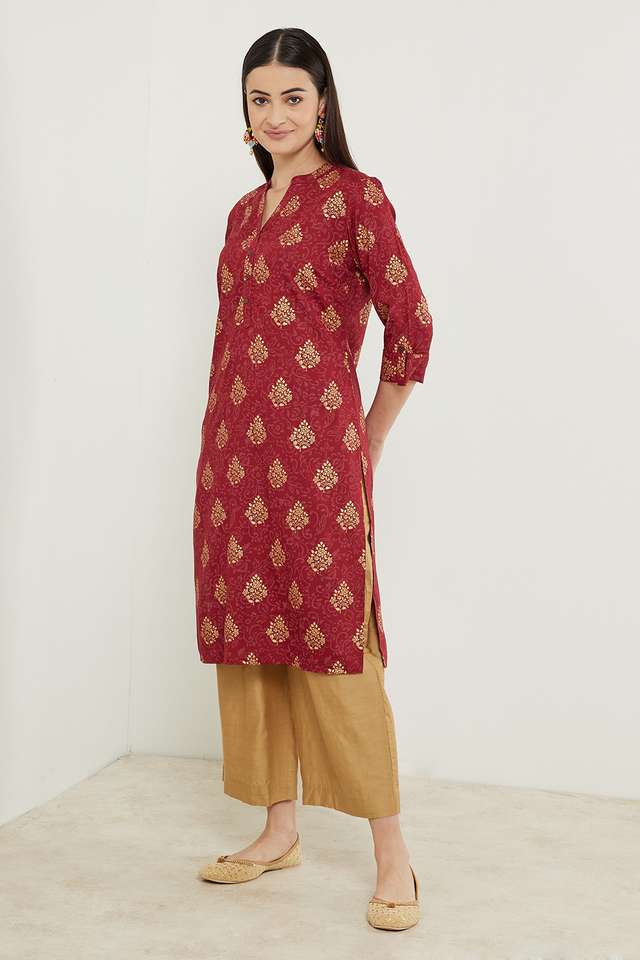 Printed-Rayon-Mandarin-Women-s-Casual-Wear-Kurta