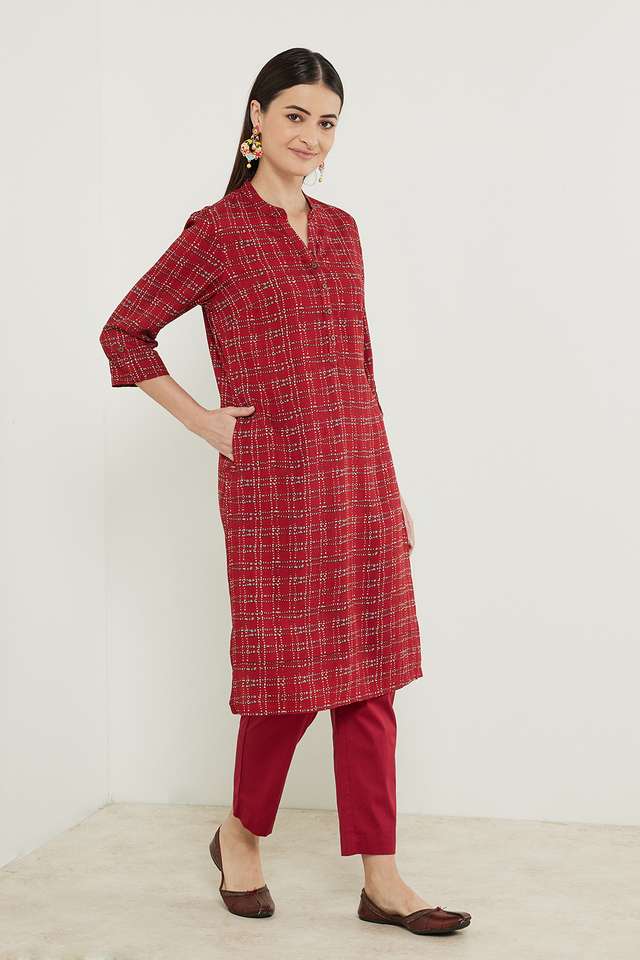 Printed-Rayon-Mandarin-Women-s-Casual-Wear-Kurta