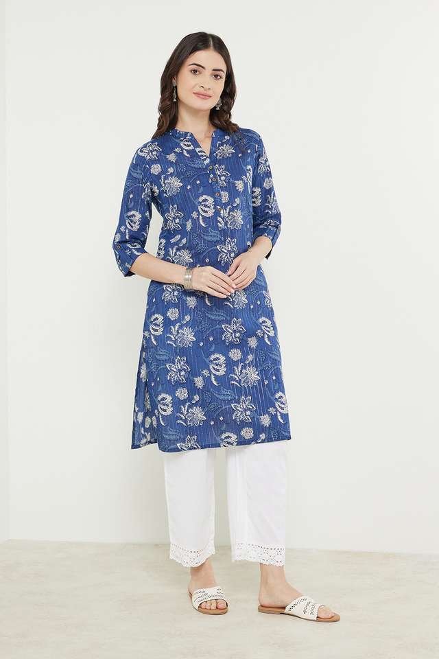 Printed-Cotton-Mandarin-Women-s-Casual-Wear-Kurta
