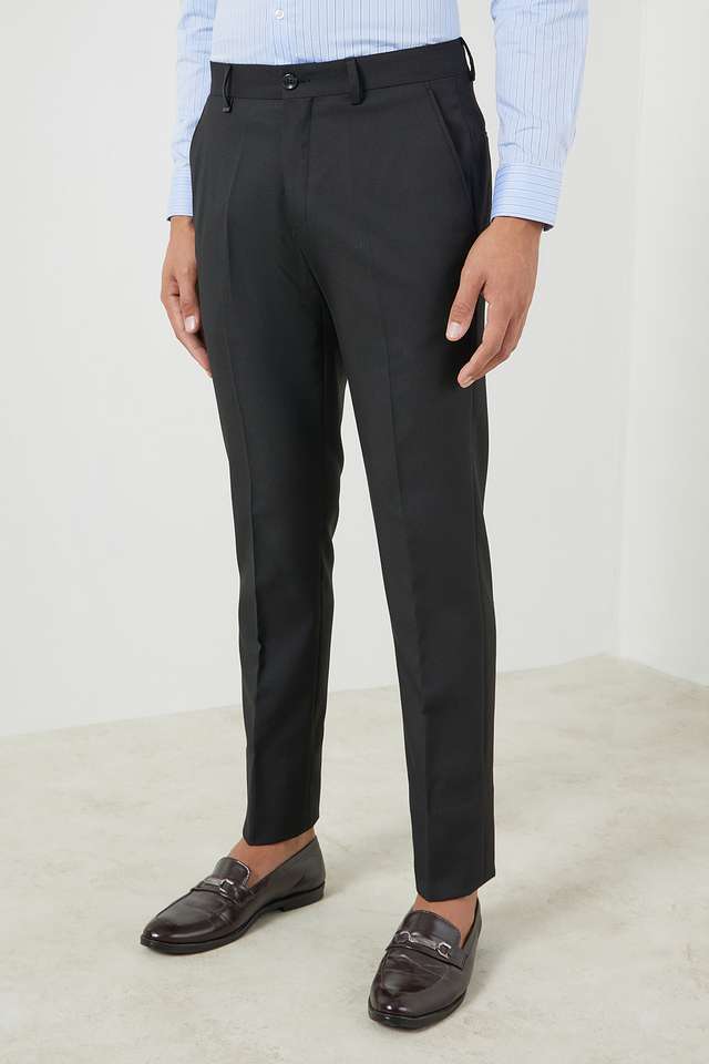 Solid-Polyester-Blend-Slim-Fit-Men-s-Work-Wear-Trousers