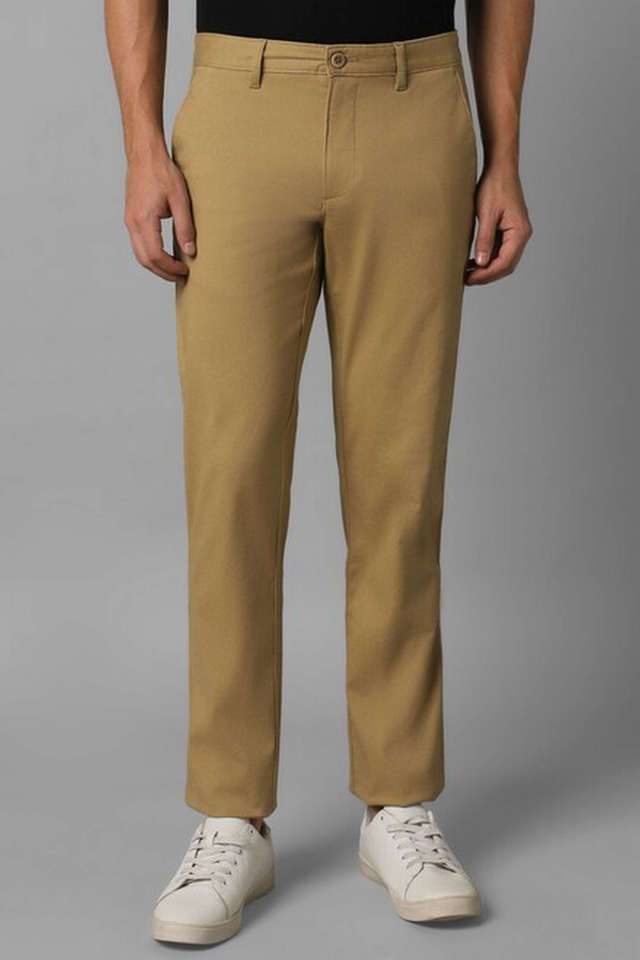 Solid-Blended-Fabric-Tapered-Fit-Men-Trousers
