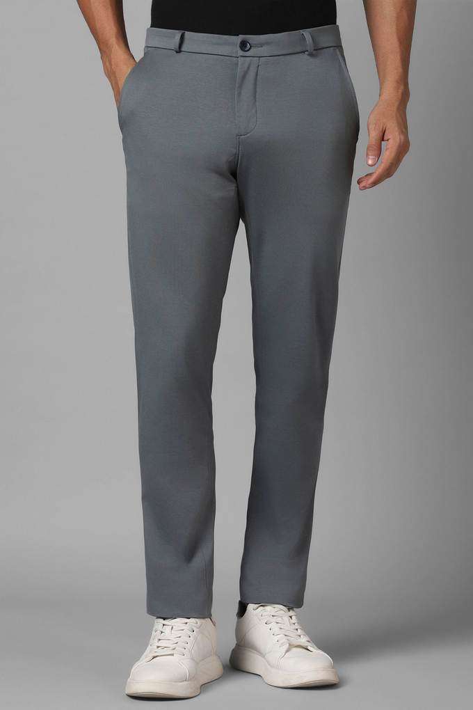 Solid-Cotton-Blend-Tapered-Fit-Men-s-Casual-Wear-Trousers
