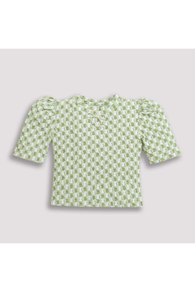 Solid-Polyester-Round-Neck-Girls-Top