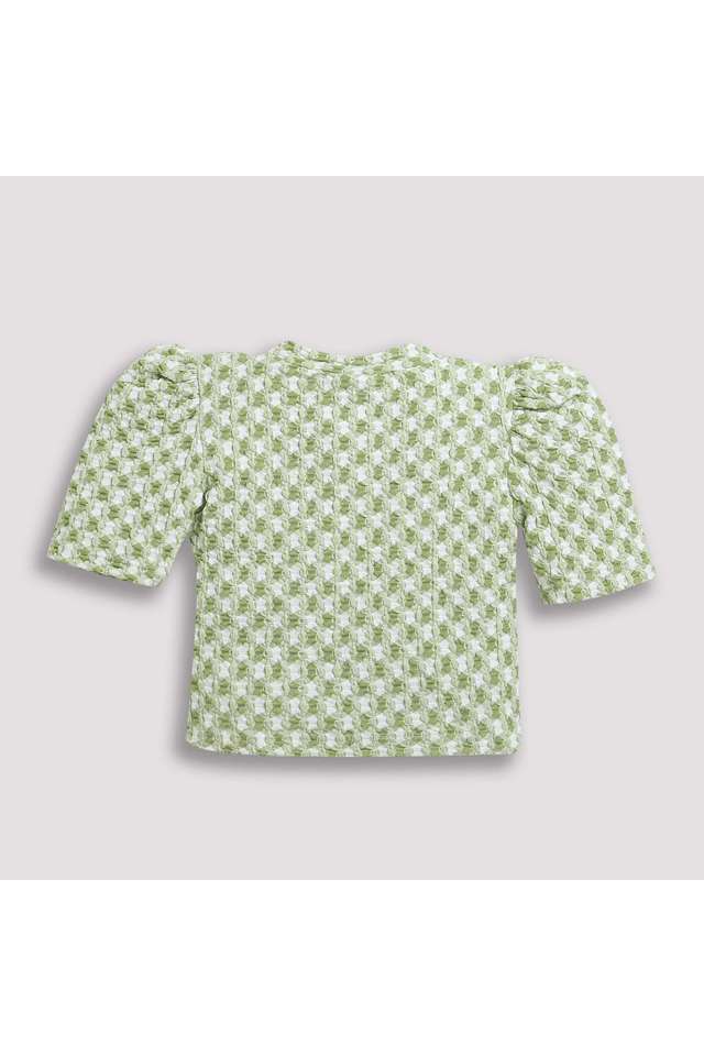 Solid-Polyester-Round-Neck-Girls-Top