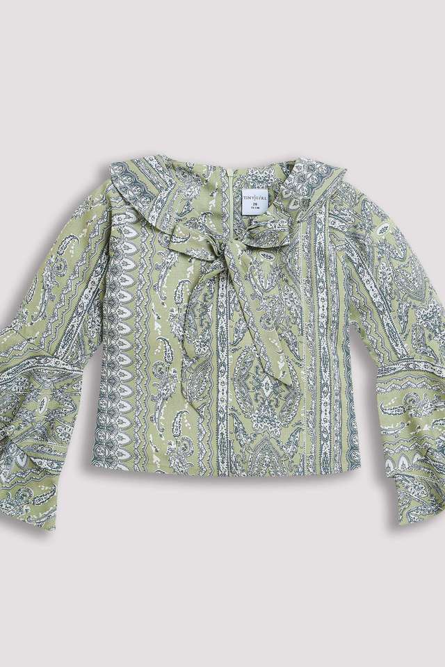 Printed-Polyester-V-Neck-Girl-s-Top