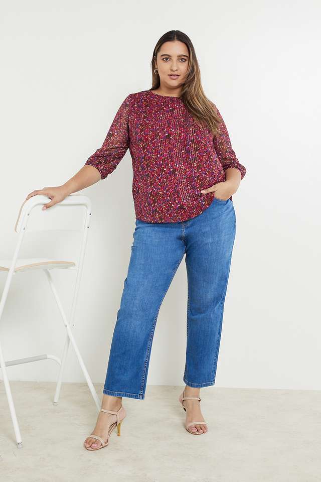 Solid-Plus-Size-Dyed-Straight-Fit-Women-s-Jeans