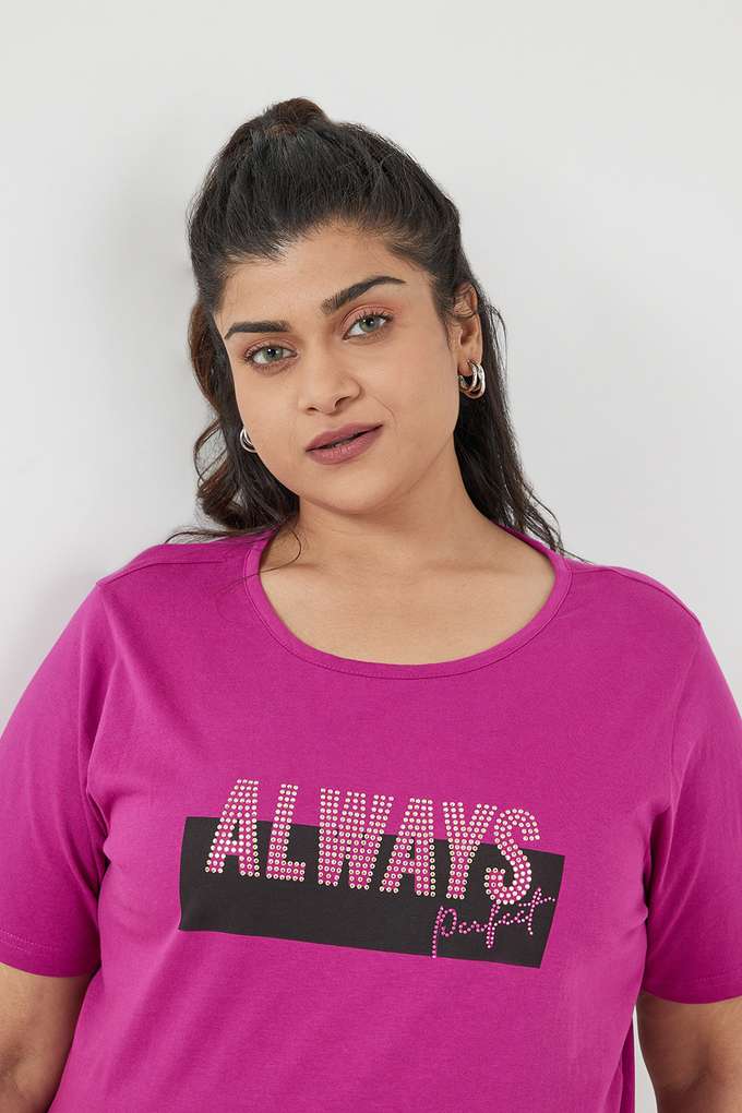 Embellished-Cotton-Round-Neck-Women-s-T-Shirt