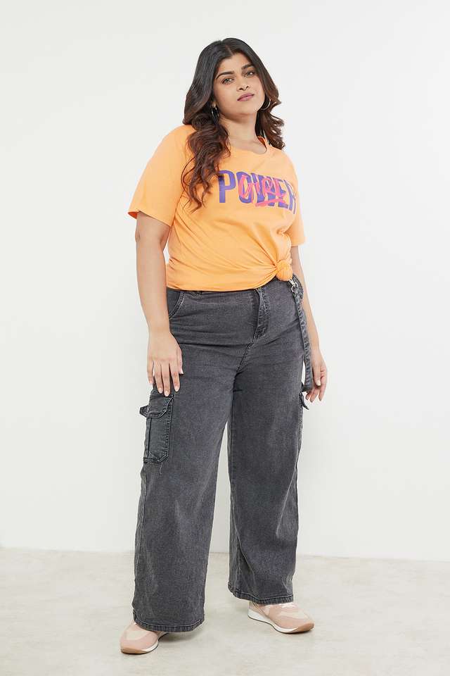 Plus-Size-Printed-Cotton-Round-Neck-Women-s-T-Shirt