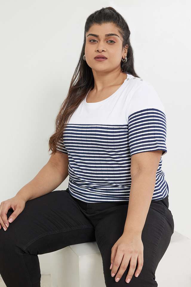 Plus-Size-Graphic-Cotton-Blend-Round-Neck-Women-s-T-Shirt