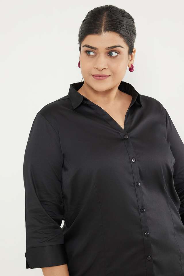 Plus-Size-Solid-Blended-Fabric-Formal-Wear-Women-s-Top
