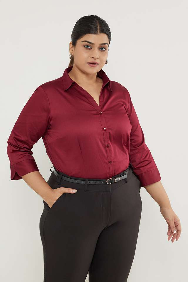 Plus-Size-Solid-Blended-Fabric-Formal-Wear-Women-s-Top