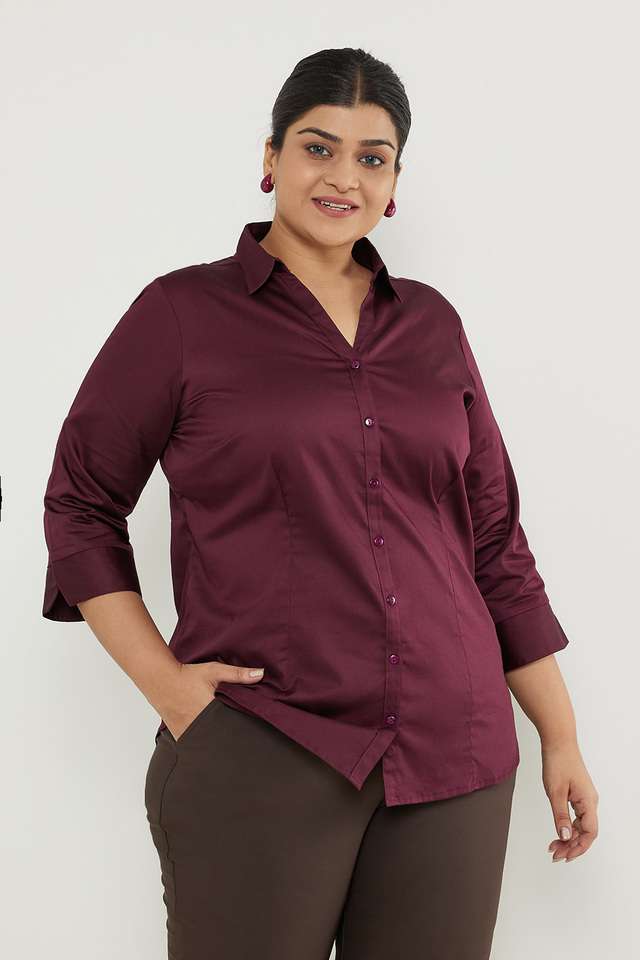 Plus-Size-Solid-Blended-Fabric-Formal-Wear-Women-s-Top