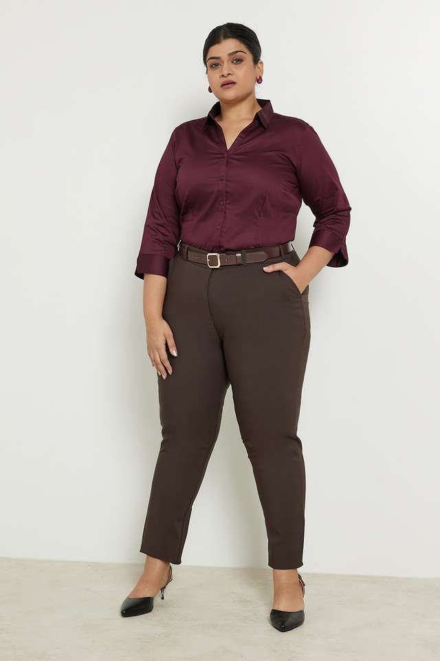 Plus-Size-Solid-Blended-Fabric-Formal-Wear-Women-s-Top