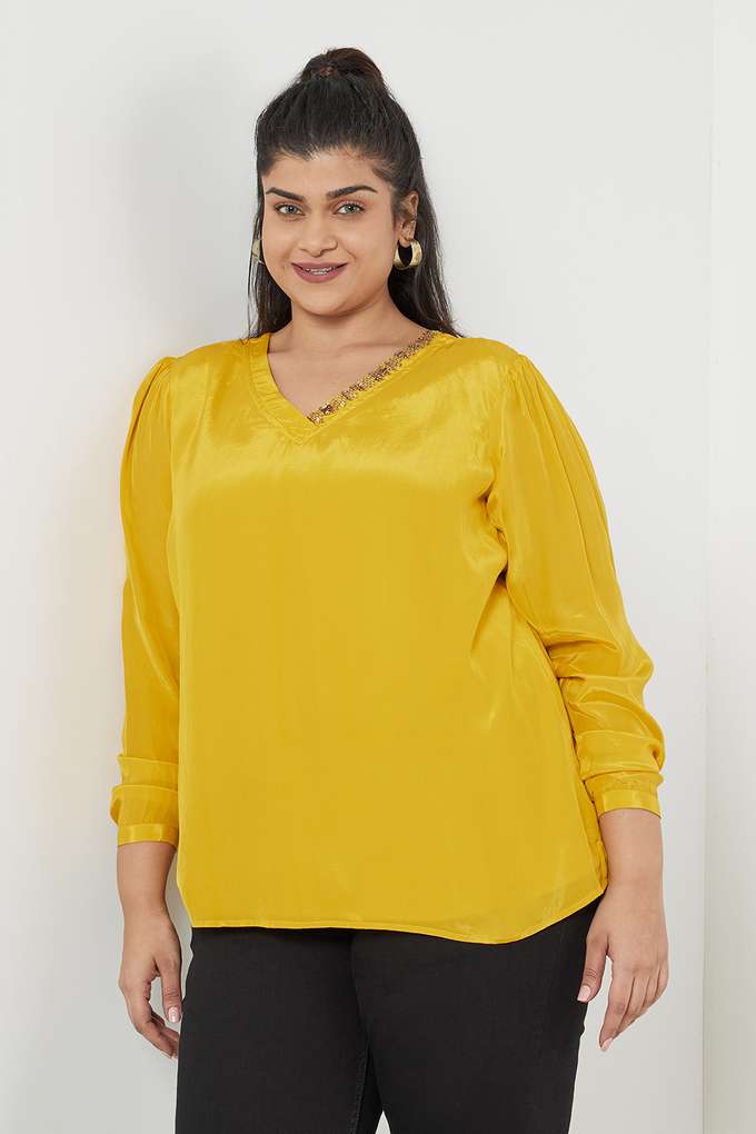 Embellished-Viscose-V-Neck-Women-s-Top