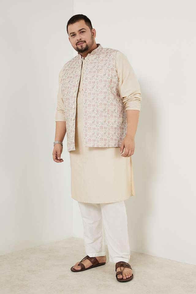 Plus-Size-Jacquard-Polyester-Men-s-Festive-Wear-Nehru-Jacket