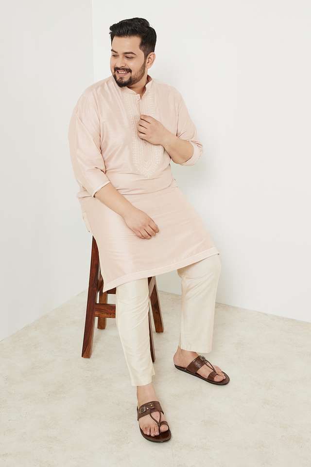 Plus-Size-Solid-Viscose-Blend-Men-s-Festive-Wear-Kurta