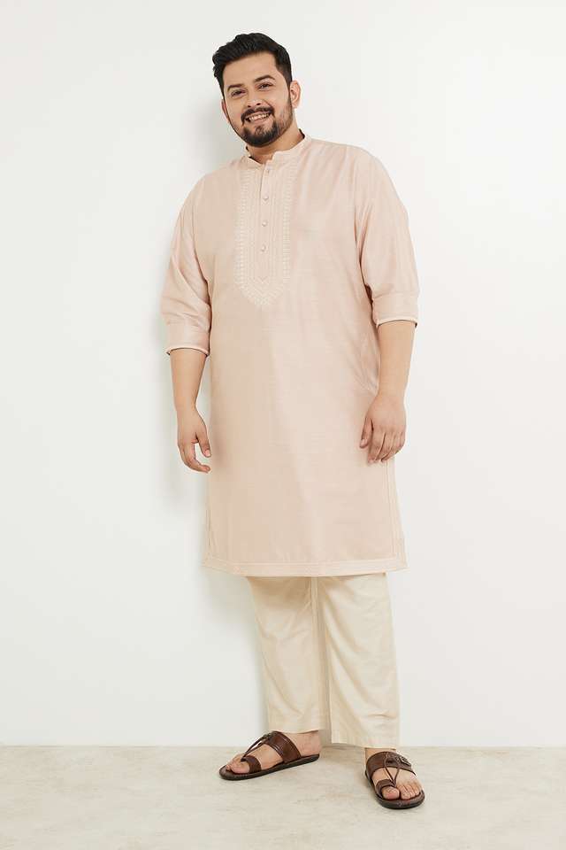 Plus-Size-Solid-Viscose-Blend-Men-s-Festive-Wear-Kurta
