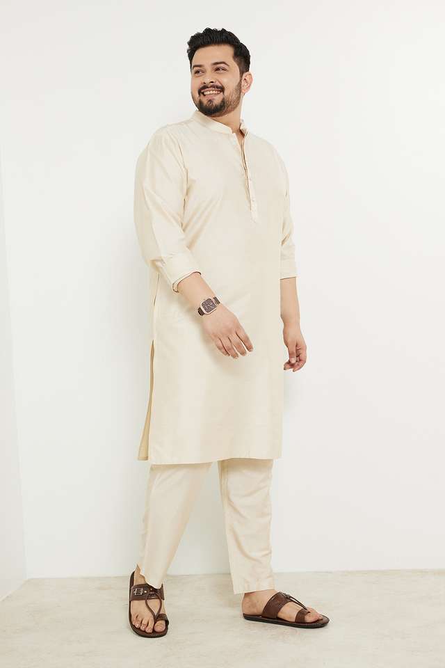 Plus-Size-Solid-Viscose-Blend-Men-s-Festive-Wear-Kurta
