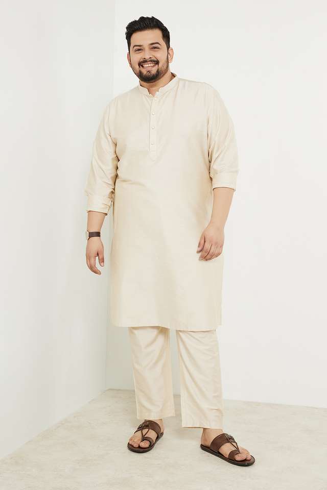 Plus-Size-Solid-Viscose-Blend-Men-s-Festive-Wear-Kurta