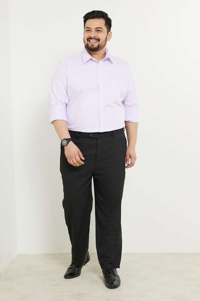 Plus-Size-Dobby-Cotton-Regular-Fit-Men-s-Work-Wear-Shirt