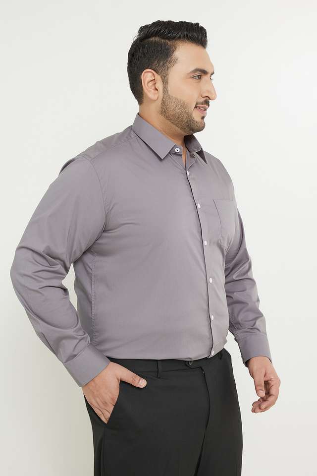 Plus-Size-Solid-Cotton-Lycra-Regular-Fit-Men-Formal-Wear-Shirt