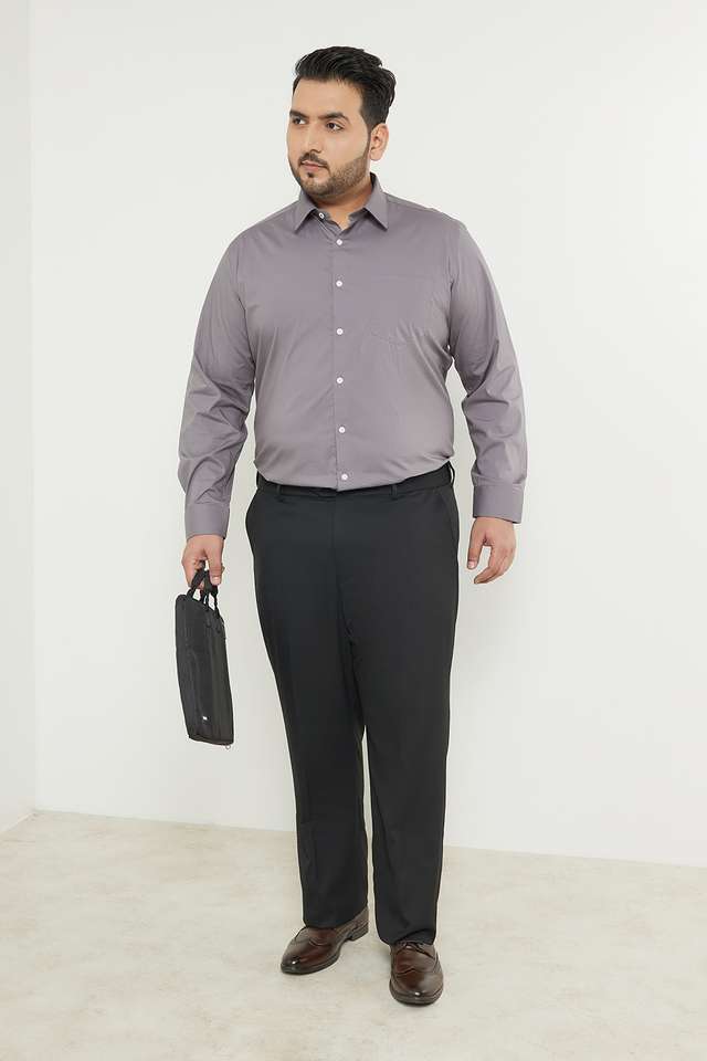 Plus-Size-Solid-Cotton-Lycra-Regular-Fit-Men-Formal-Wear-Shirt