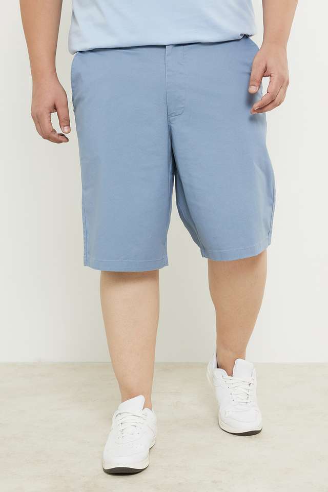Plus-Size-Solid-Cotton-Button-Men-s-Shorts