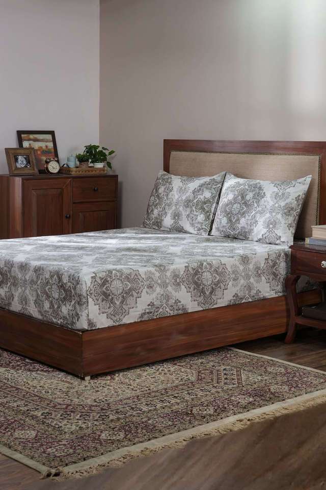 Vintage-Utopian-Regan-Excessive-Extreme-Grey-King-Bed-Sheet-With-Pillow-Case