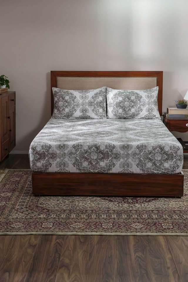 Vintage-Utopian-Regan-Excessive-Extreme-Grey-King-Bed-Sheet-With-Pillow-Case