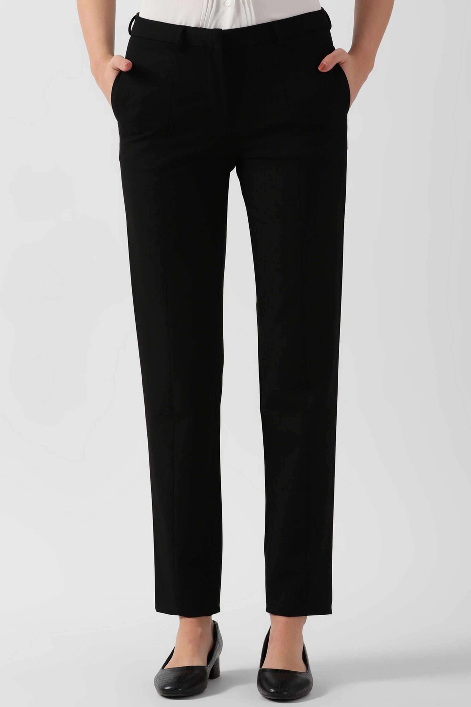 Solid-Regular-Fit-Blended-Fabric-Women-s-Casual-Wear-Trousers