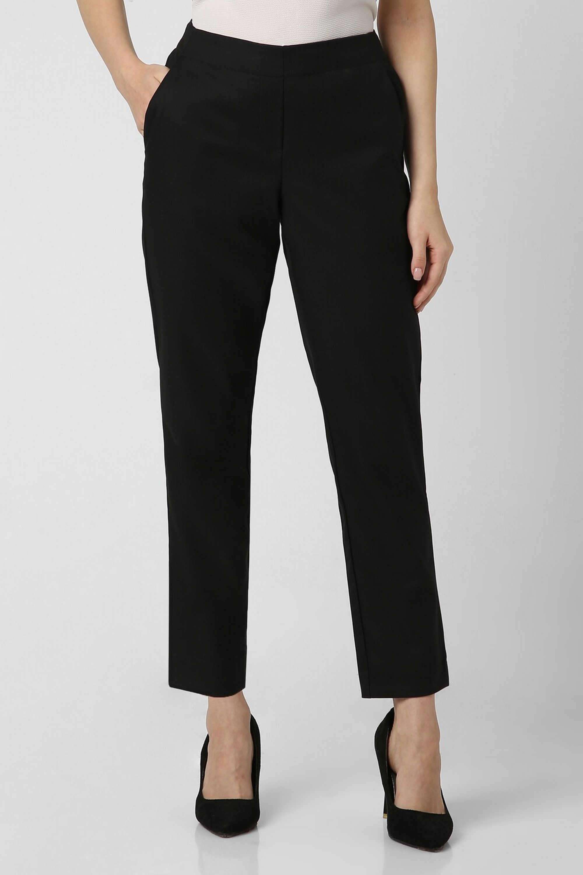 Solid-Regular-Fit-Blended-Fabric-Women-s-Casual-Wear-Trousers