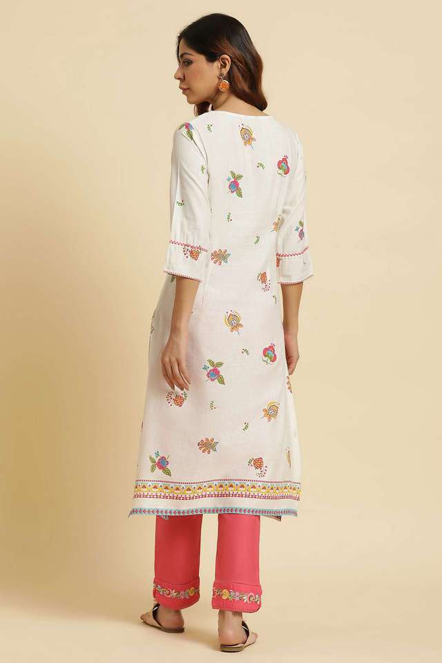 Floral-Rayon-Key-Hole-Neck-Women-s-Casual-Wear-Kurta