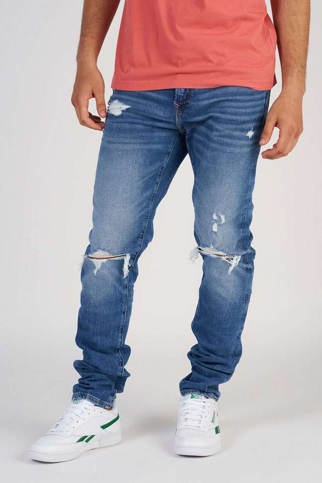 Mid-Wash-Cotton-Blend-Skinny-Fit-Men-s-Jeans