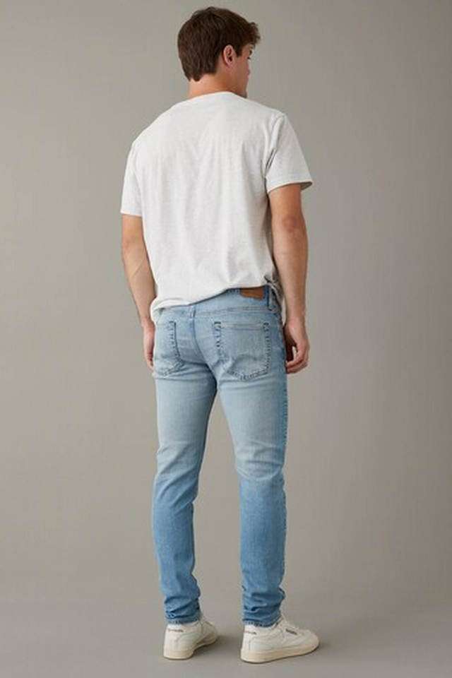 Light-Wash-Polyester-Skinny-Fit-Men-s-Jeans