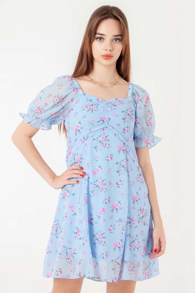 zink london Printed Polyester Sweetheart Neck Women's Mini Dress-picture-26
