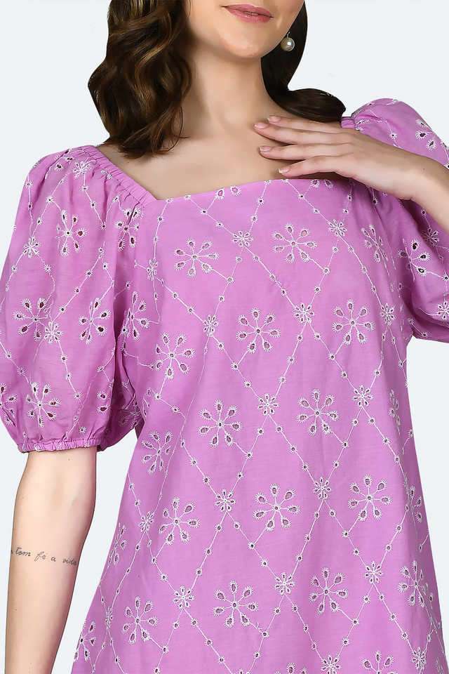 Schiffli-Square-Neck-Cotton-Women-s-Dress