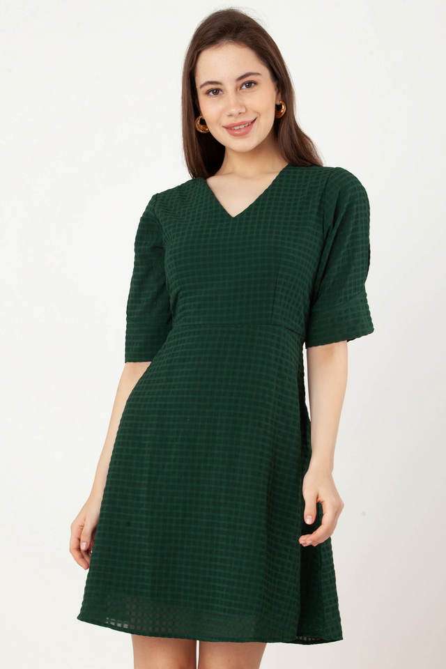 zink london Checks V-Neck Polyester Women Dress-picture-31
