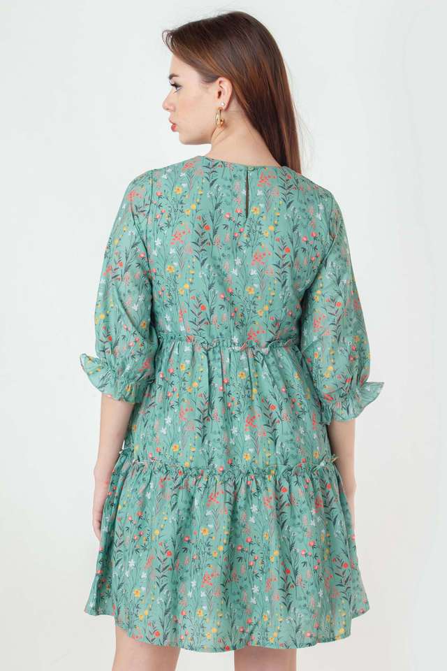 Printed-Polyester-Round-Neck-Women-s-Mini-Dress