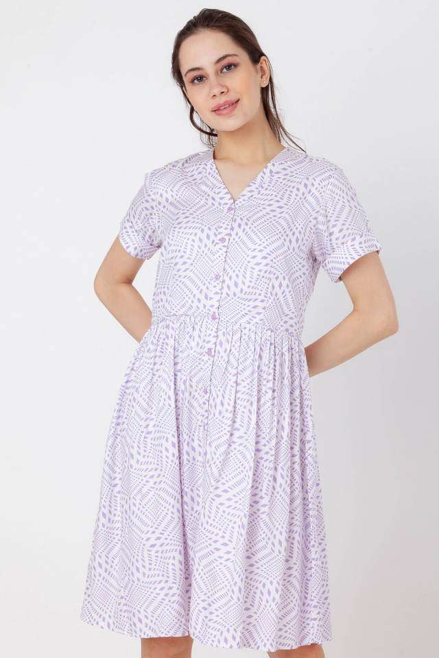 zink london Printed V-Neck Viscose Women's Dress-picture-10