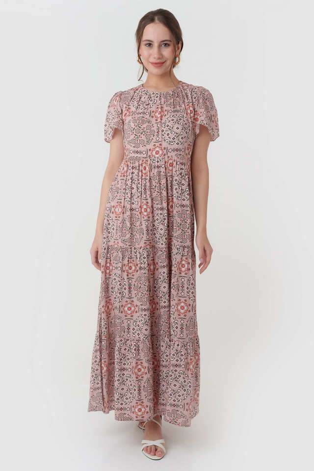zink london Printed Round Neck Viscose Women's Dress-picture-14