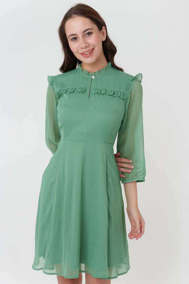 Solid-Collared-Polyester-Women-s-Dress