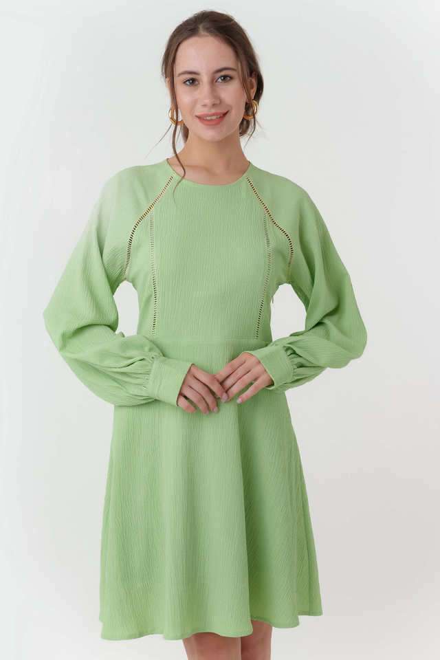 Textured-Round-Neck-Polyester-Women-s-Dress