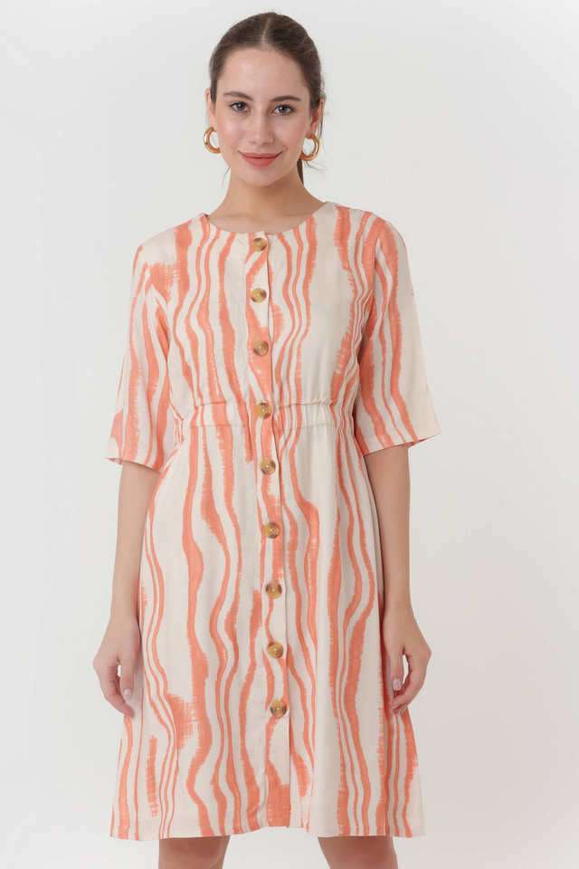 zink london Printed Round Neck Viscose Women's Dress-picture-17