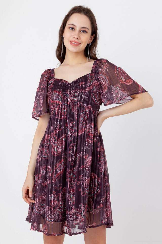 zink london Printed Sweetheart Neck Polyester Women's Dress-picture-34