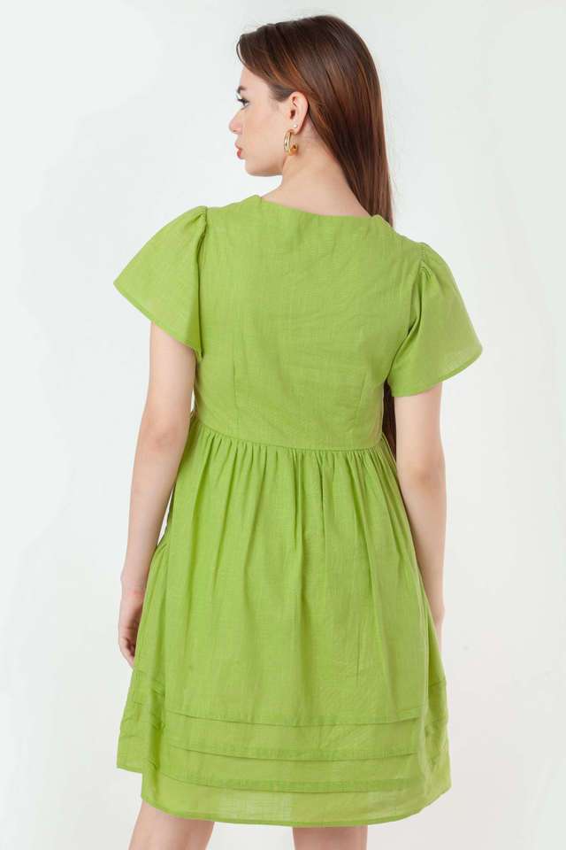 Solid-Cotton-V-Neck-Women-s-Mini-Dress