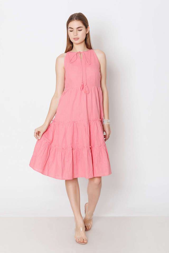 zink london Solid Tie Up Neck? Cotton Women's Dress-picture-38