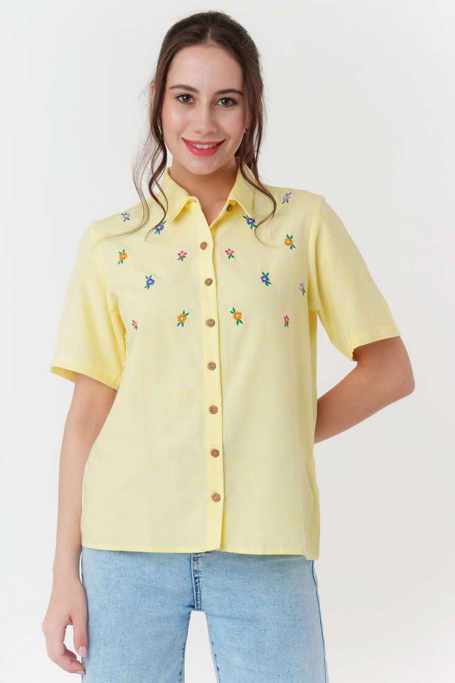 zink london Embroidered Collar Neck Viscose Blend Women's Casual Wear Shirt-picture-11