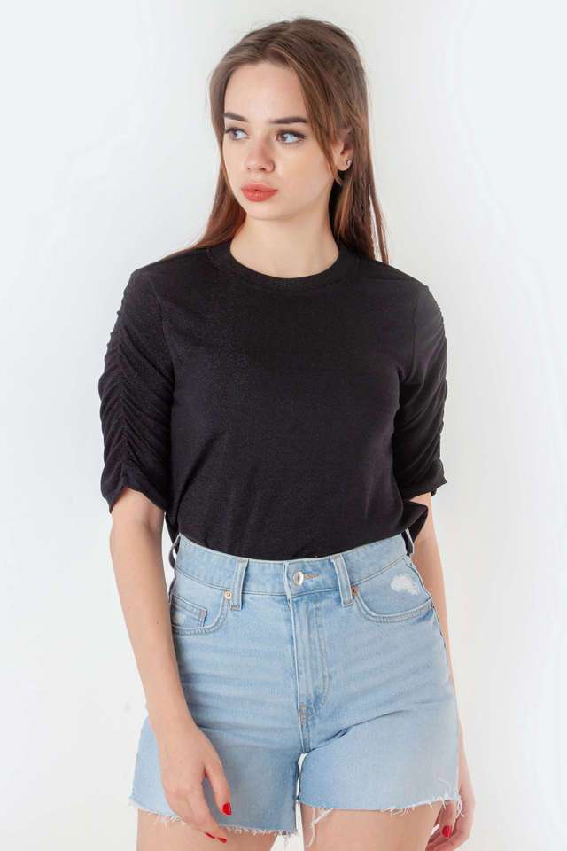 zink london Solid Polyester Round Neck Women Top-picture-32