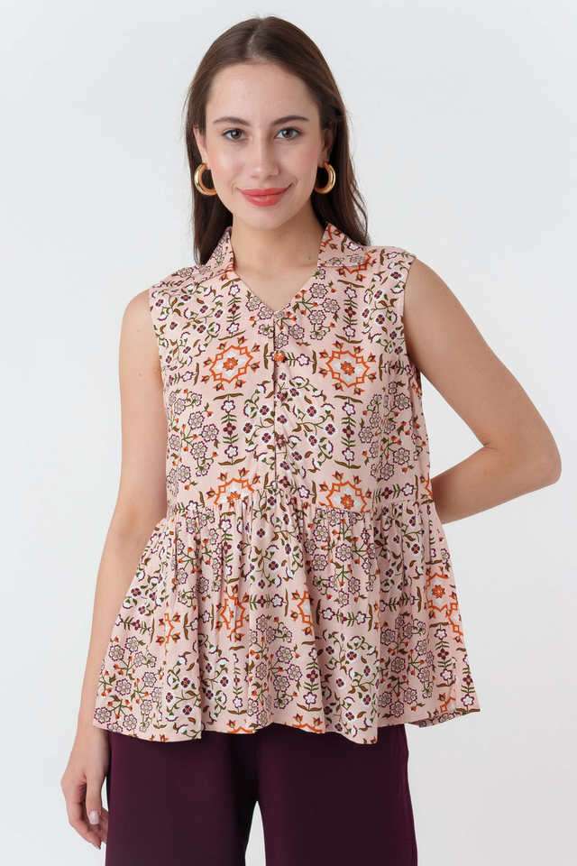 zink london Printed Viscose Collared Women's Top-picture-21