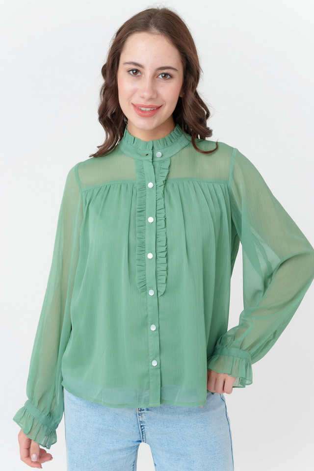 zink london Solid Polyester Collared Women's Top-picture-10